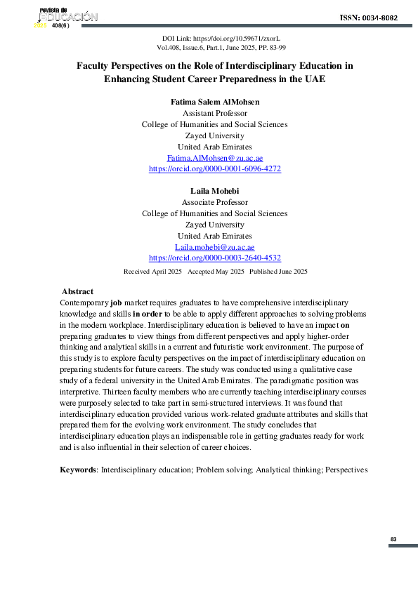 (PDF) Faculty Perspectives on the Role of Interdisciplinary Education ...