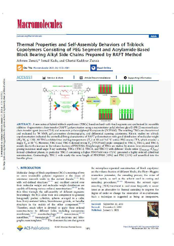 (PDF) Thermal Properties and Self-Assembly Behaviors of Triblock ...