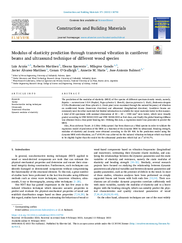 (PDF) Modulus of elasticity prediction through transversal vibration in ...