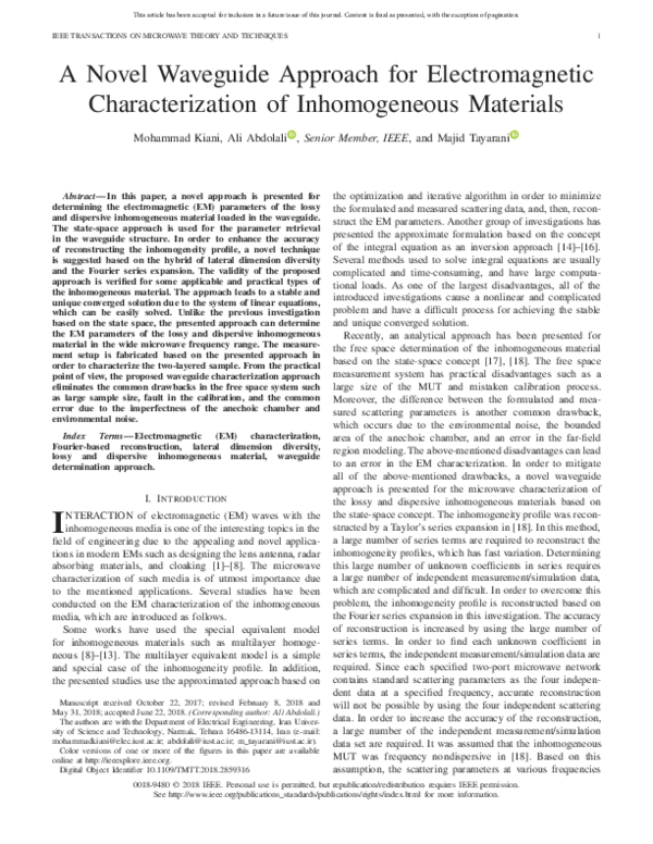 (PDF) A Novel Waveguide Approach for Electromagnetic Characterization ...