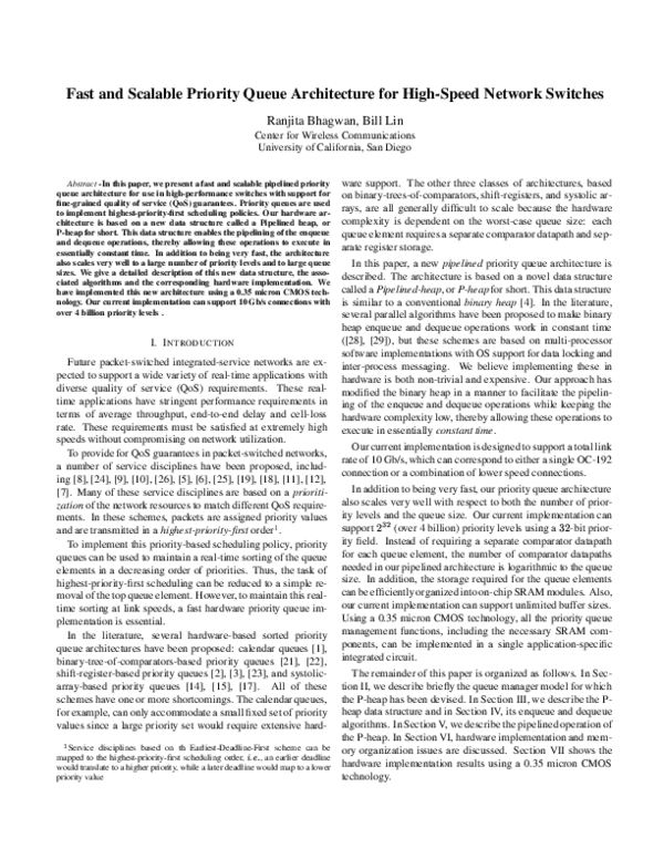 (PDF) Fast and scalable priority queue architecture for high-speed