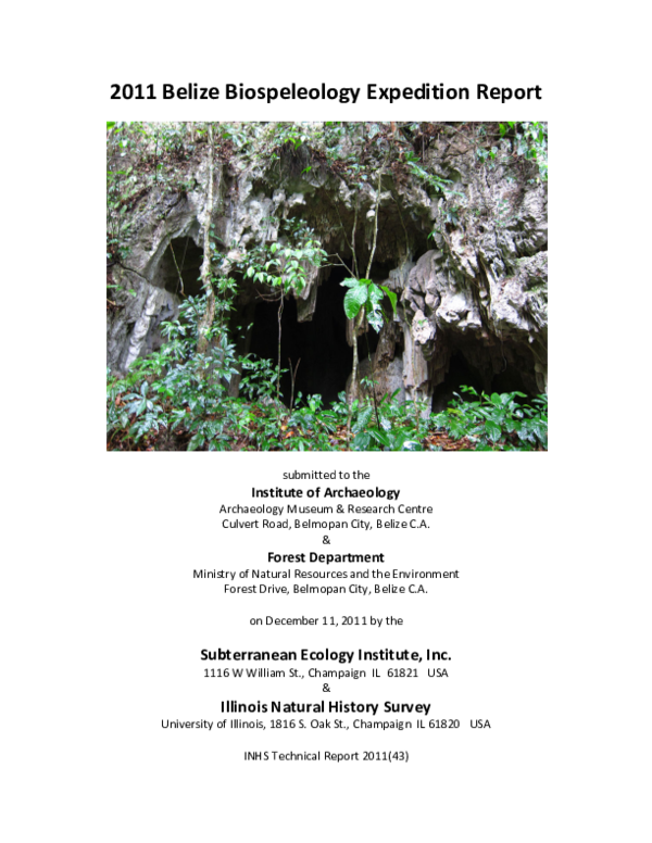 (PDF) 2011 Belize Biospeleology Expedition Report