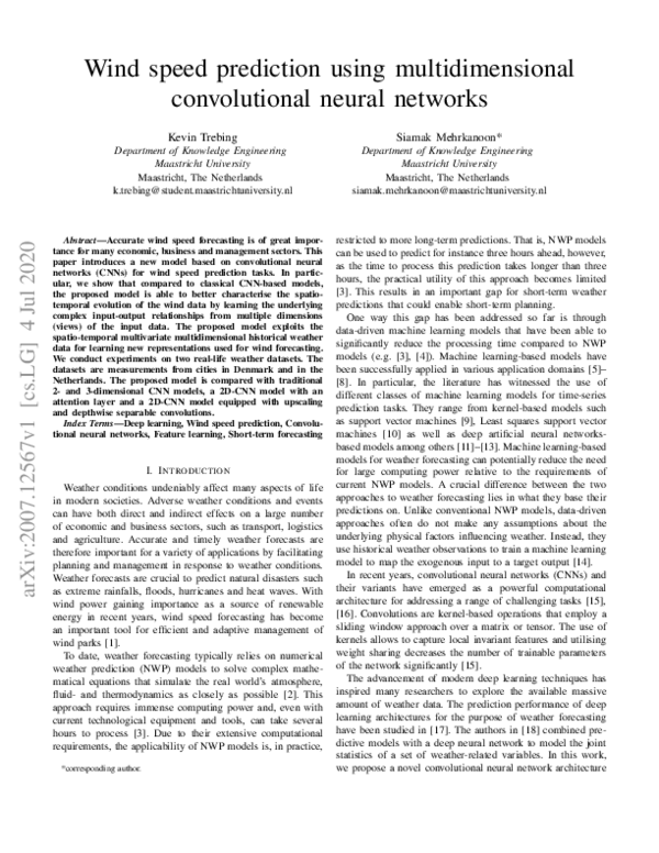 (PDF) Wind speed prediction using multidimensional convolutional neural ...