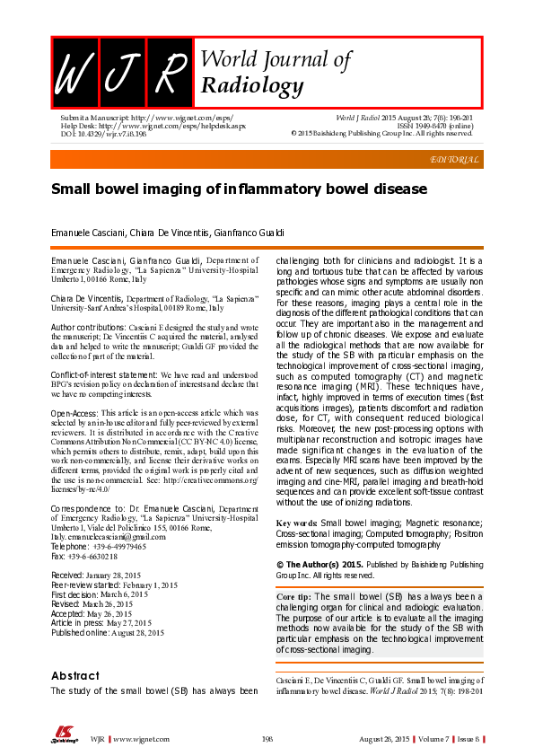 (PDF) Small bowel imaging of inflammatory bowel disease