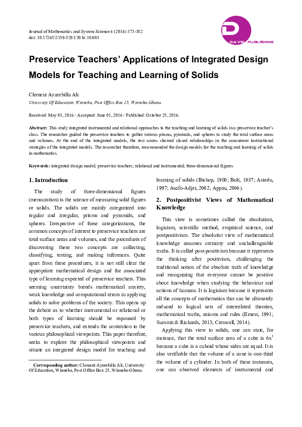 (PDF) Preservice Teachers’ Applications of Integrated Design Models for ...