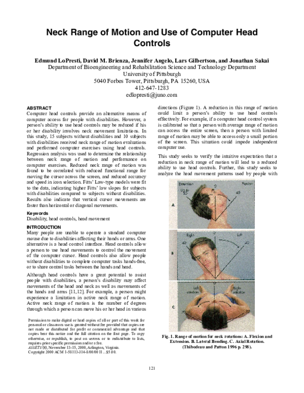 (PDF) Neck range of motion and use of computer head controls