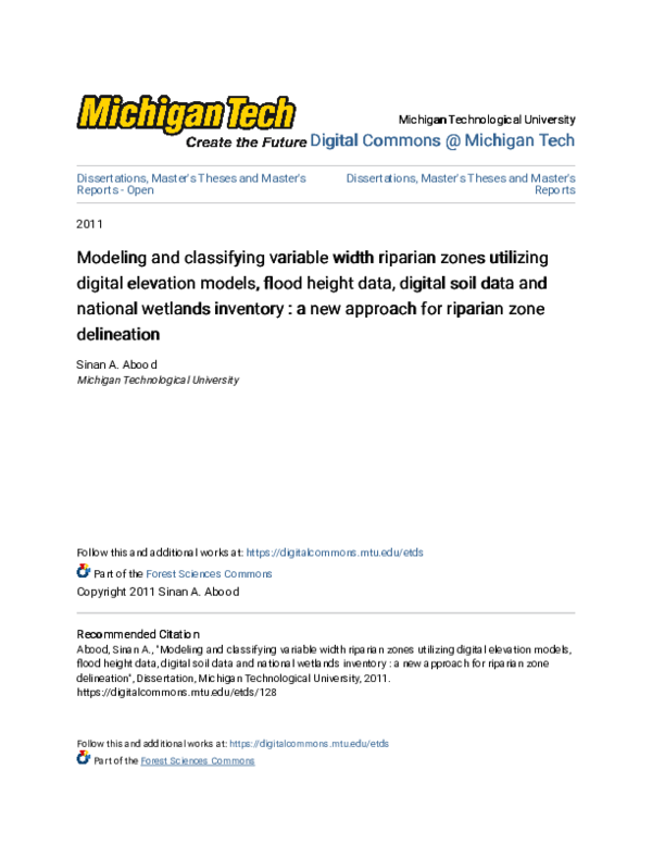 (PDF) Modeling and classifying variable width riparian zones utilizing ...