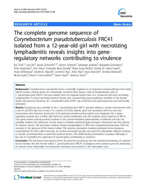(PDF) The complete genome sequence of Corynebacterium ...