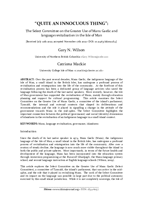 (PDF) “Quite an Innocuous Thing”: The Select Committee on the Greater ...