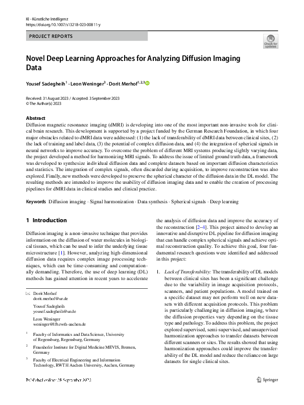 (PDF) Novel Deep Learning Approaches for Analyzing Diffusion Imaging Data