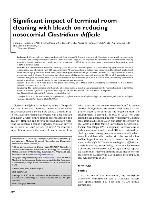 (PDF) Significant impact of terminal room cleaning with bleach on ...
