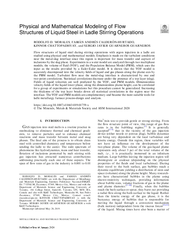 (PDF) Physical and Mathematical Modeling of Flow Structures of Liquid ...