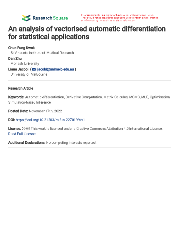 (PDF) An analysis of vectorised automatic differentiation for ...