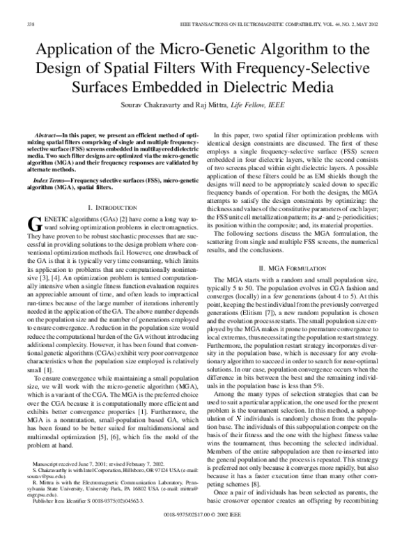 (PDF) Application of the micro-genetic algorithm to the design of ...