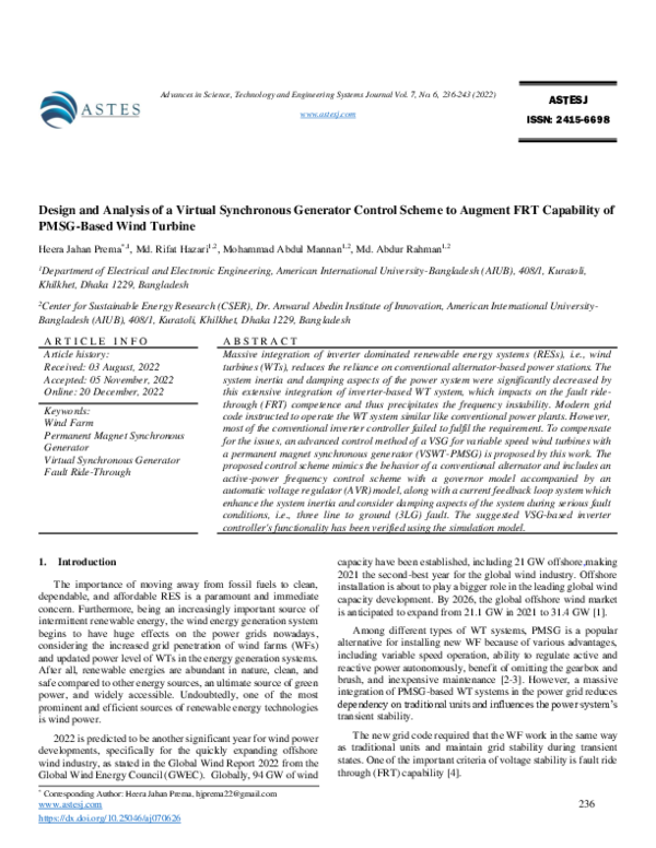 (PDF) Design and Analysis of a Virtual Synchronous Generator Control ...
