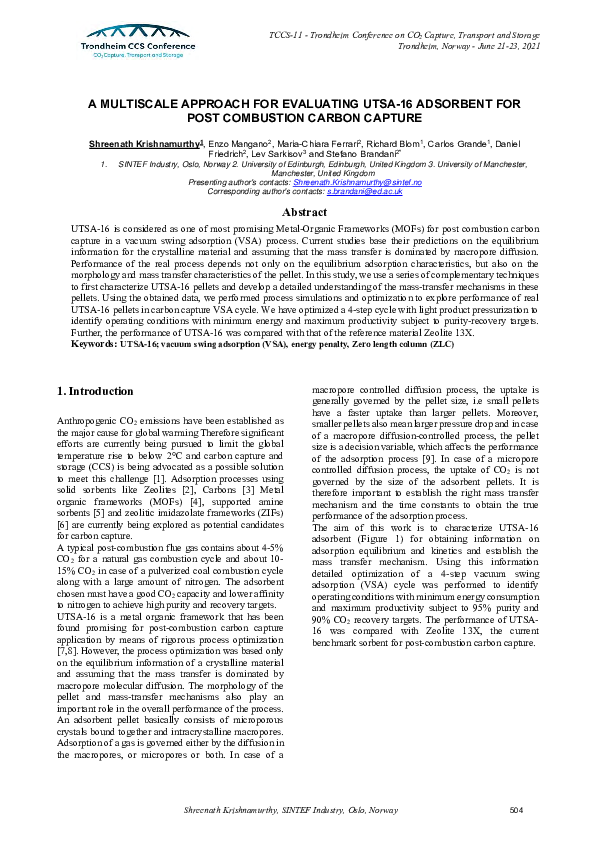(PDF) A Multiscale Approach for Evaluating UTSA-16 Adsorbent for Post ...