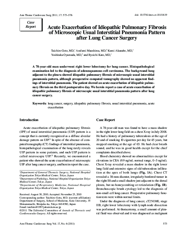 (PDF) Acute Exacerbation of Idiopathic Pulmonary Fibrosis of ...