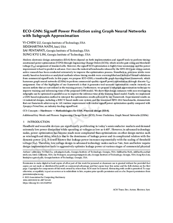 (PDF) ECO-GNN: Signoff Power Prediction Using Graph Neural Networks ...
