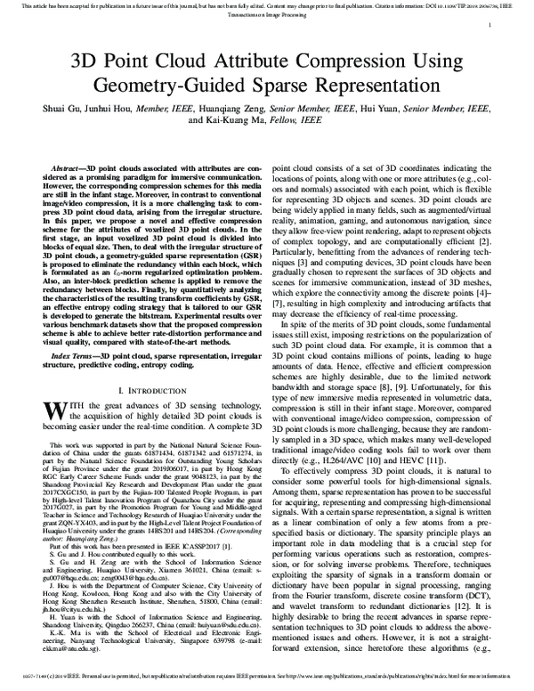 (PDF) 3D Point Cloud Attribute Compression Using Geometry-Guided Sparse ...