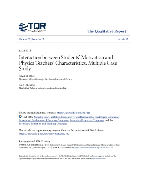 (PDF) Interaction between Students’ Motivation and Physics Teachers ...