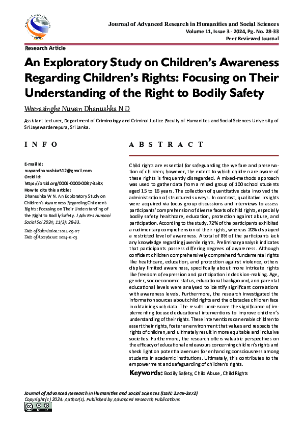 (PDF) Journal of Advanced Research in Humanities and Social Sciences