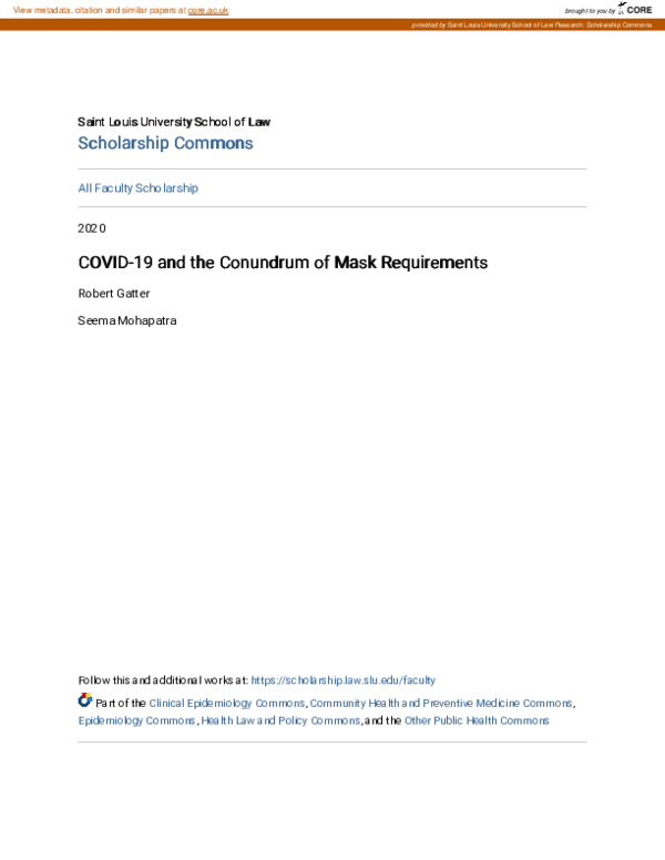 (PDF) COVID-19 and the Conundrum of Mask Requirements