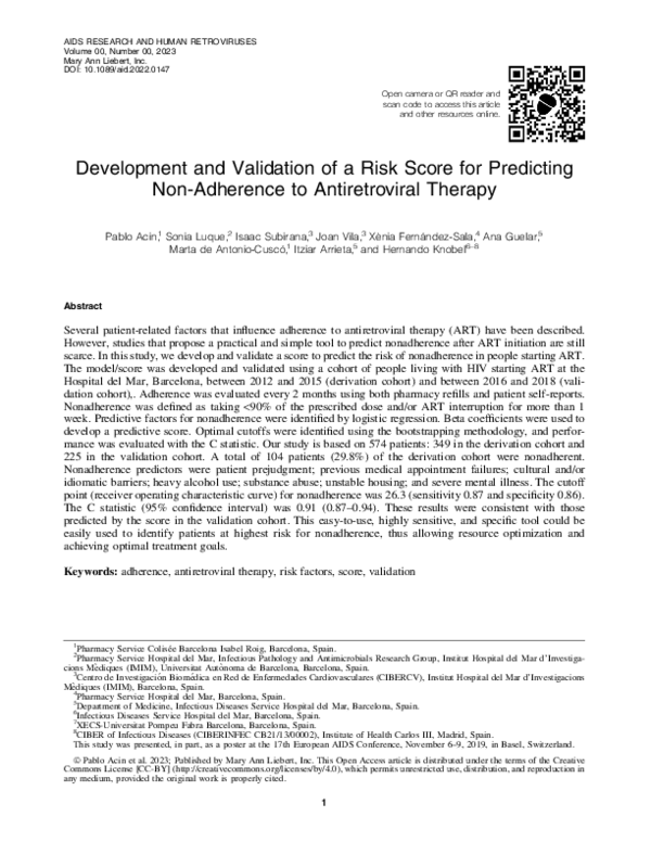 (PDF) Development and Validation of a Risk Score for Predicting Non ...