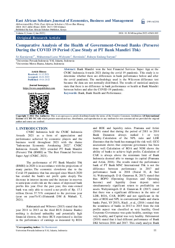 (PDF) Comparative Analysis of the Health of Government-Owned Banks ...