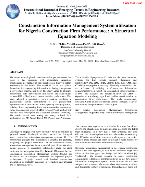 (PDF) Construction Information Management System utilisation for ...