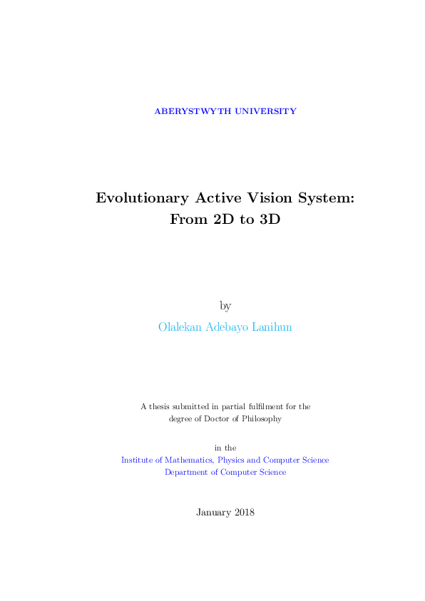 (PDF) Evolutionary active vision system: from 2D to 3D