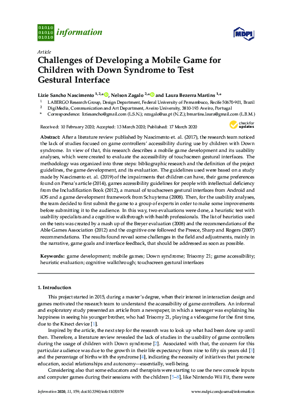 (PDF) Challenges of Developing a Mobile Game for Children with Down ...