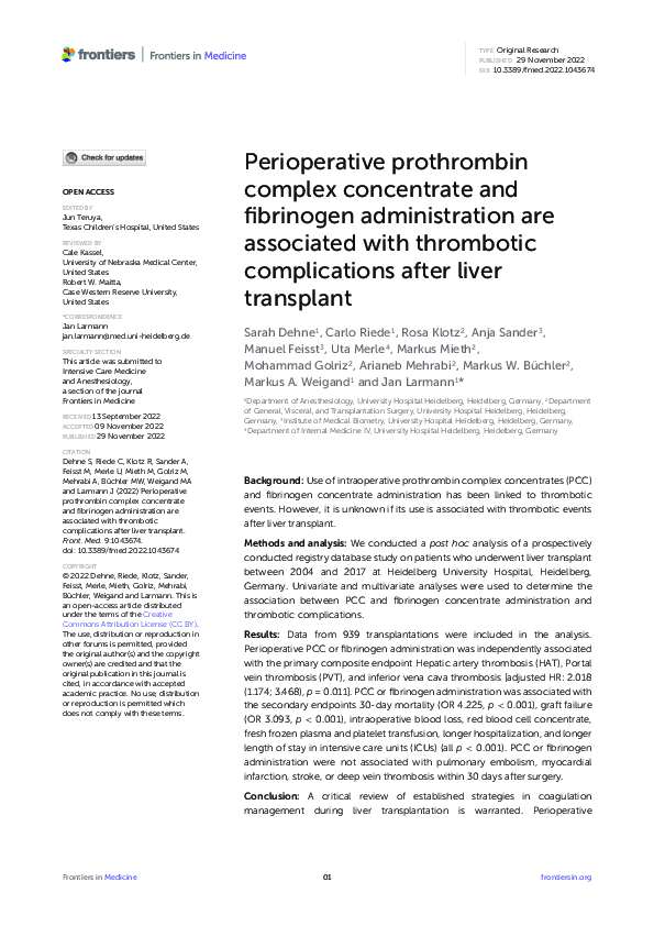 (PDF) Perioperative prothrombin complex concentrate and fibrinogen ...