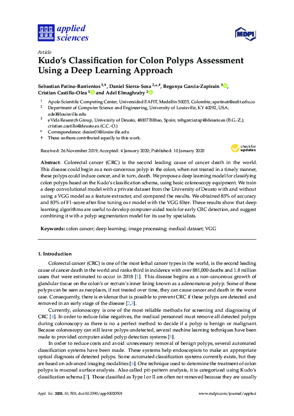 (PDF) Kudo’s Classification for Colon Polyps Assessment Using a Deep ...