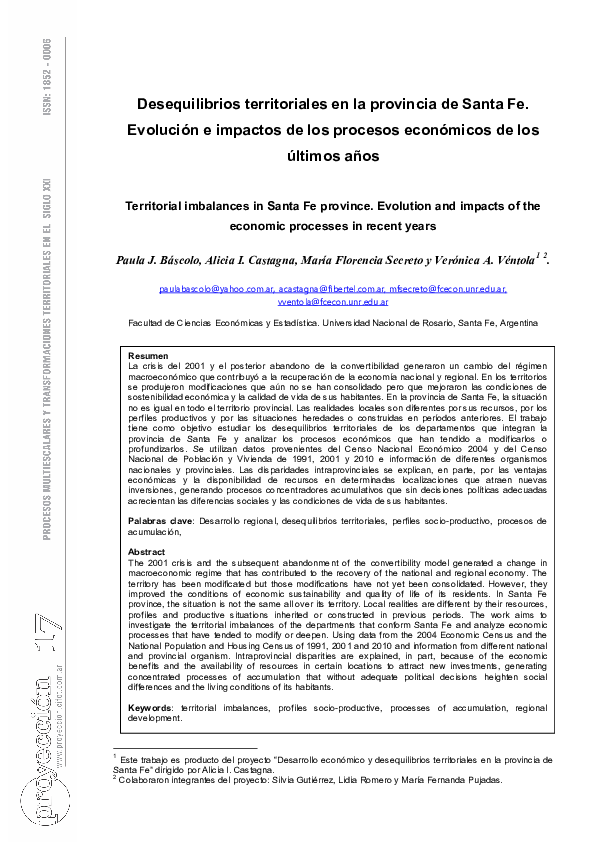 (PDF) Desequilibrios territoriales en la provincia de Santa Fe ...