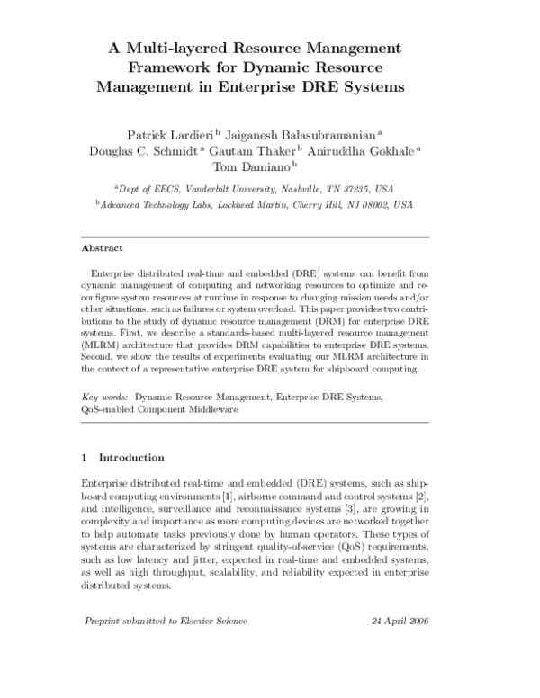 (PDF) A multi-layered resource management framework for dynamic ...