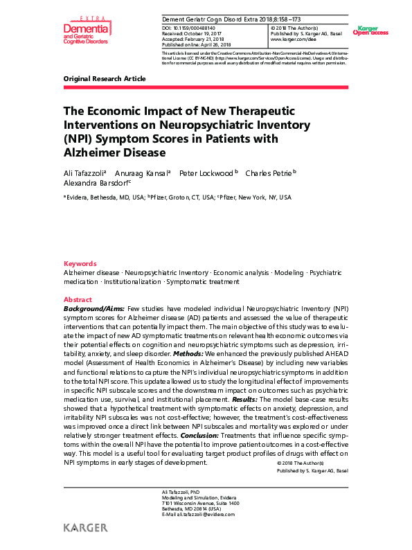 (PDF) The Economic Impact of New Therapeutic Interventions on ...