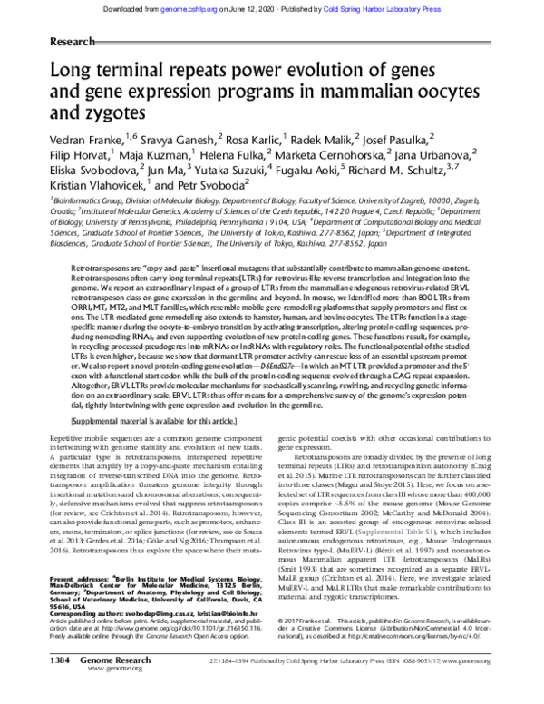 (PDF) Long terminal repeats power evolution of genes and gene ...