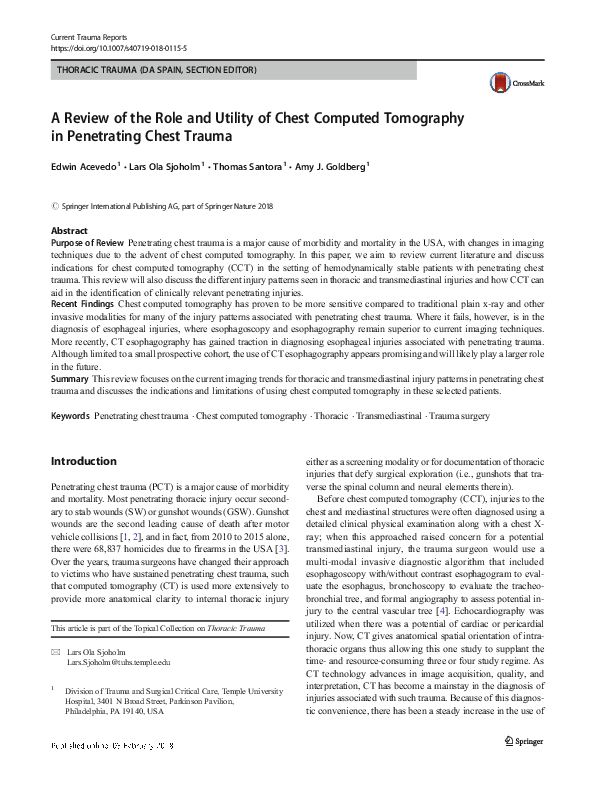 (PDF) A Review of the Role and Utility of Chest Computed Tomography in ...