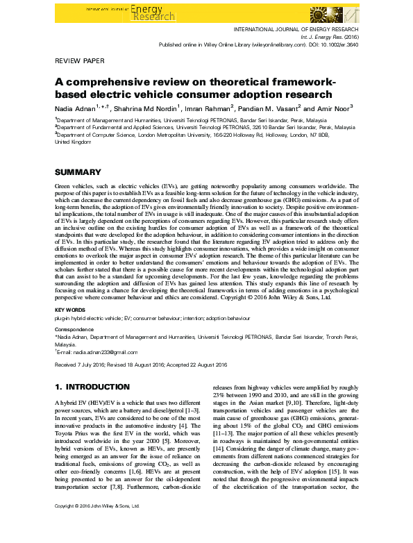 (PDF) A comprehensive review on theoretical framework-based electric ...