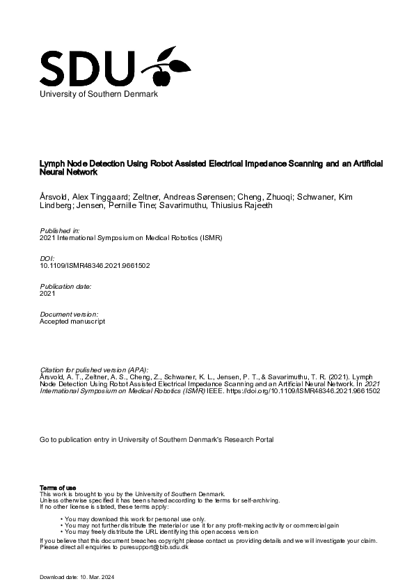 (PDF) Lymph Node Detection Using Robot Assisted Electrical Impedance ...