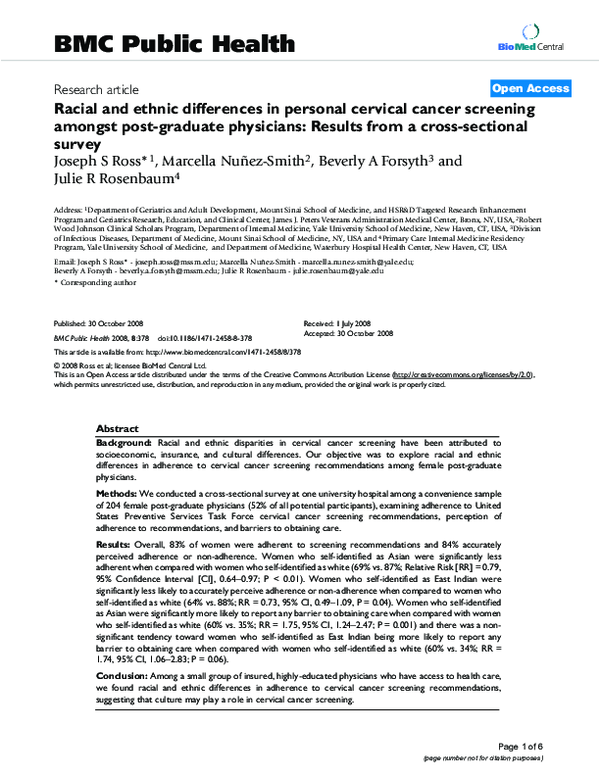 (PDF) Racial and ethnic differences in personal cervical cancer ...