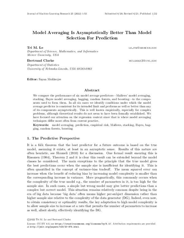 (PDF) Model Averaging Is Asymptotically Better Than Model Selection For ...