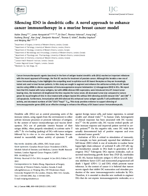 (PDF) Silencing IDO in dendritic cells: A novel approach to enhance ...