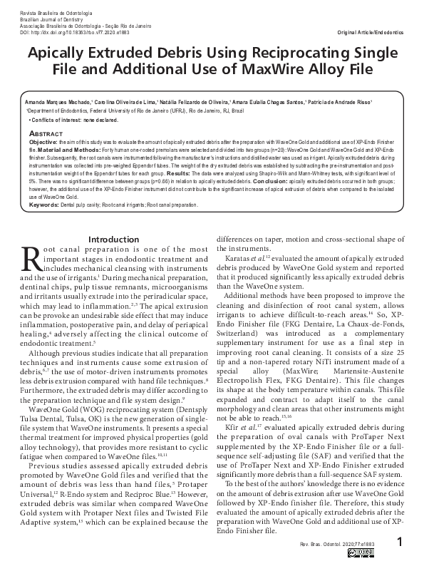 (PDF) Extrusão apical de debris após o uso de um instrumento ...