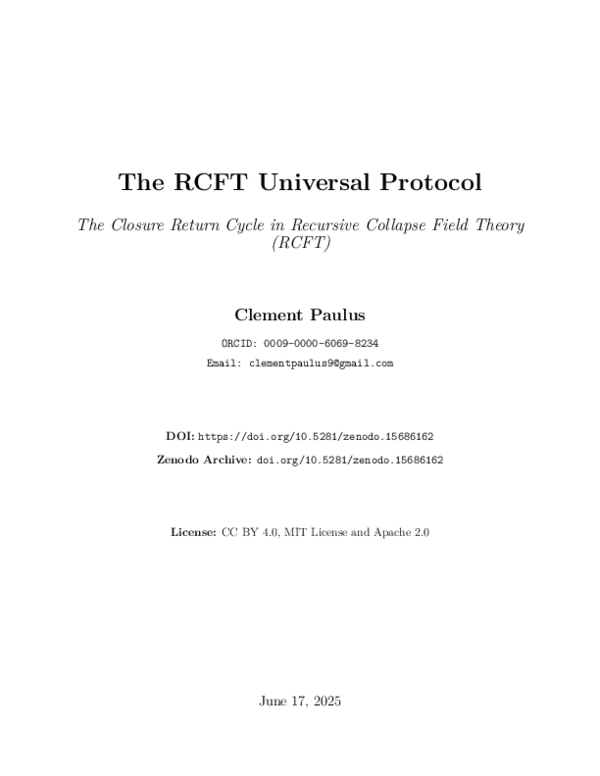 (PDF) The RCFT Universal Protocol: The Closure Return Cycle in ...