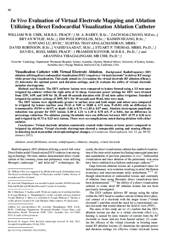 (PDF) In Vivo Evaluation of Virtual Electrode Mapping and Ablation ...