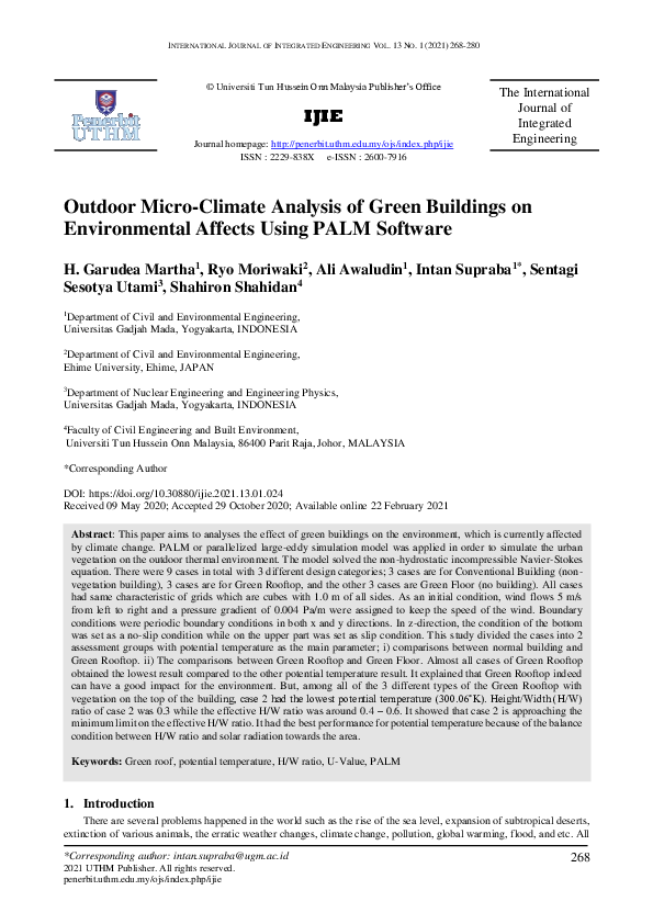 (PDF) Outdoor Micro-Climate Analysis of Green Buildings on ...