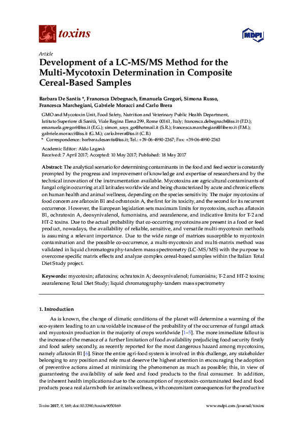 (PDF) Development of a LC-MS/MS Method for the Multi-Mycotoxin ...