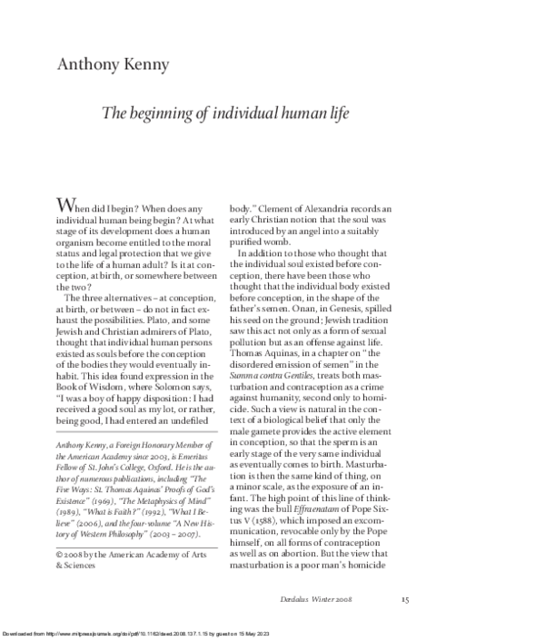 (PDF) The beginning of individual human life
