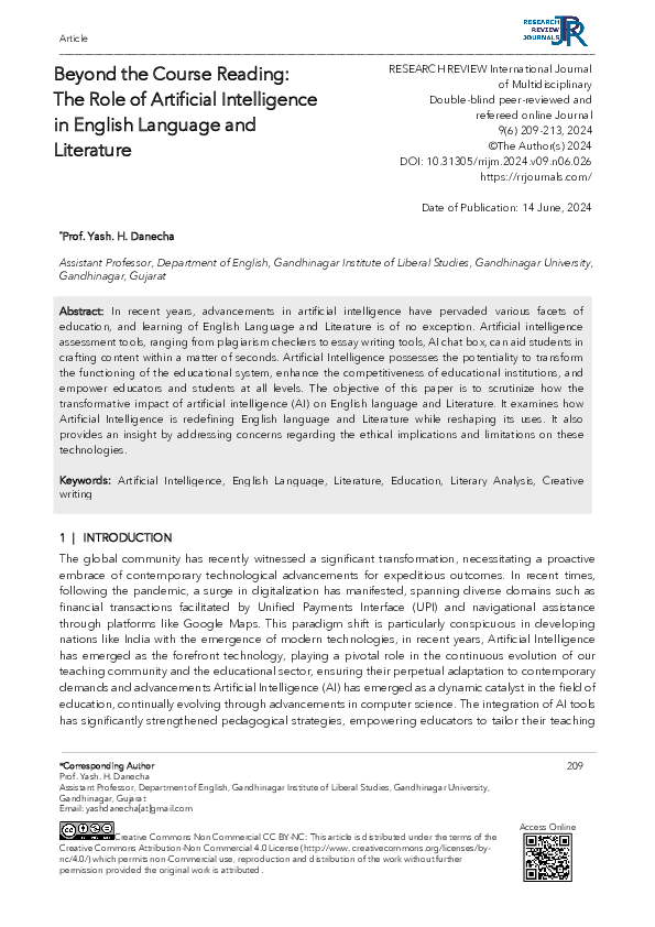 (PDF) Beyond the Course Reading: The Role of Artificial Intelligence in ...
